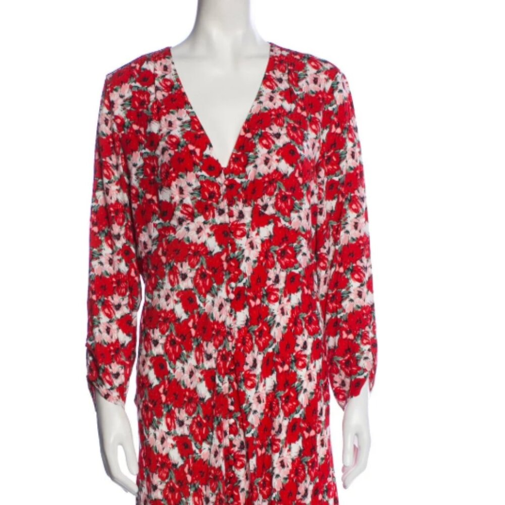 RIXO Floral Print Long Dress, Size XL